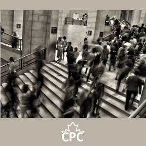 Chaos theory of careers represented by employees moving in all directions on office steps