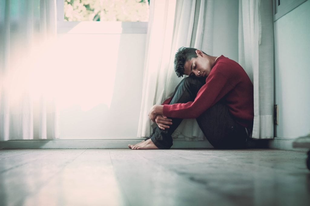 Young man displaying anxiety