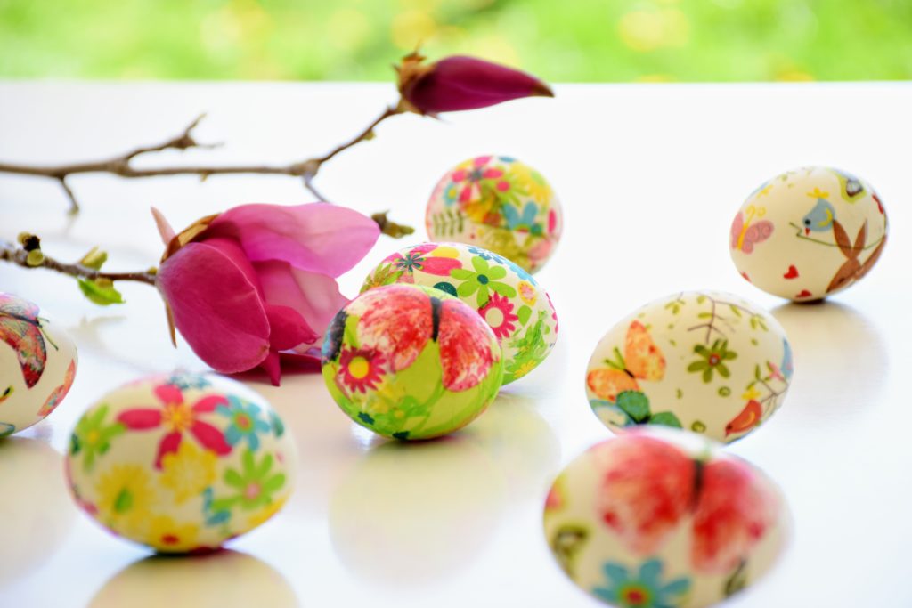 Colourful painted Easter eggs