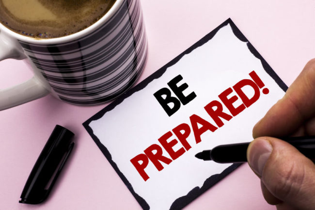 Handwritten note: Be Prepared
