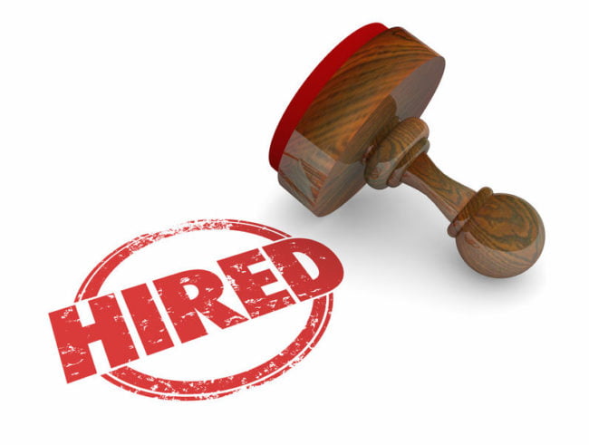 Hired red stamp