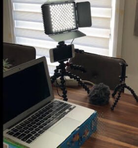 Virtual studio video lighting panel with barn doors