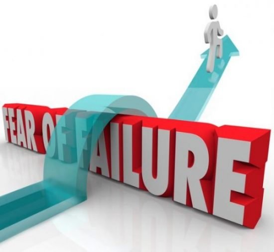Image of a man overcoming fear of failure by leaping over it